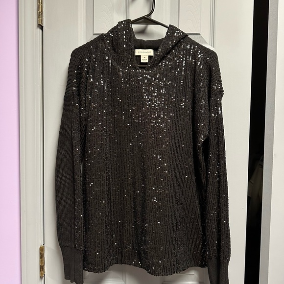 Calligraphie Sweaters - Sequin Black Sweater Cardigan